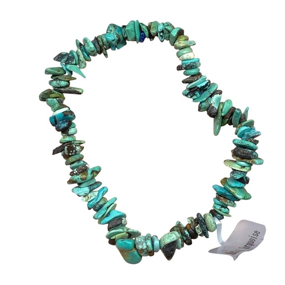 Natural Turquoise Bracelet Beaded Gemstone Chip Chips Stone Stretch Style Boho - Picture 3 of 5